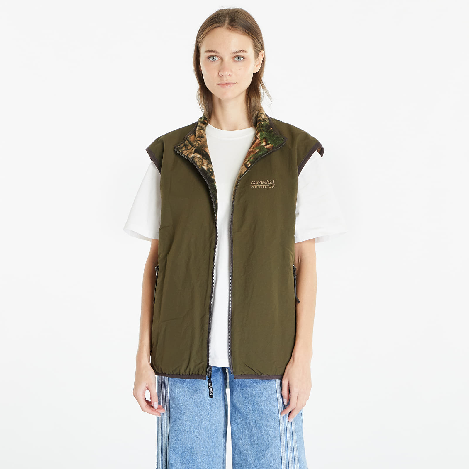 Vester Gramicci Reversible Fleece Vest UNISEX Leaf Camo