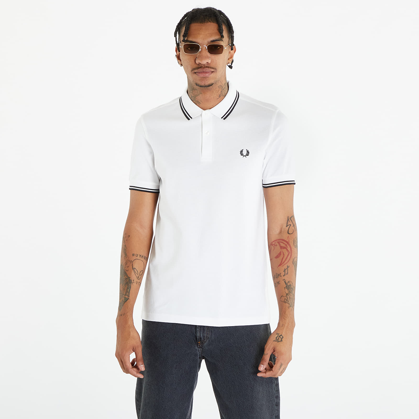 Koszulki FRED PERRY Twin Tipped Short Sleeve Tee White