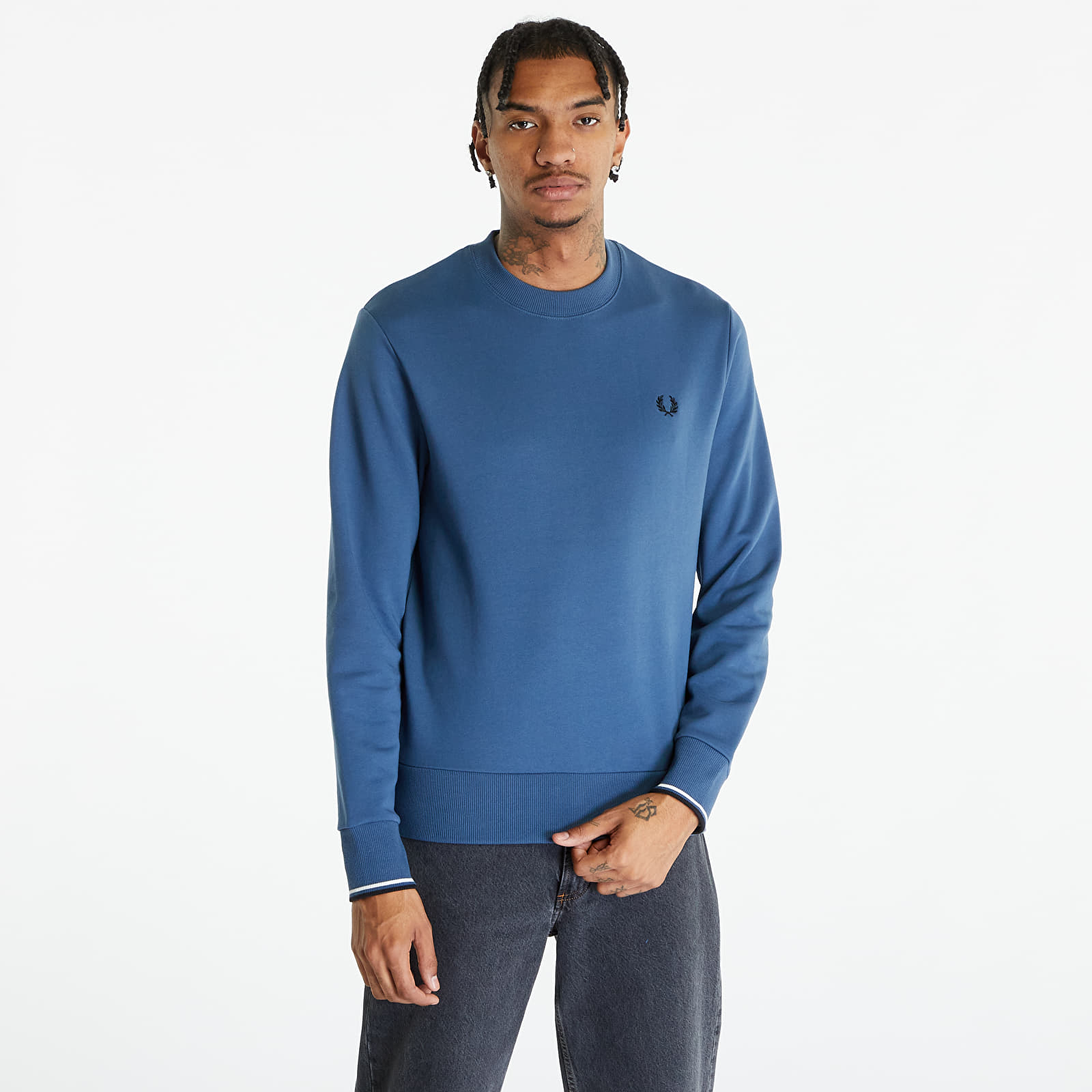 Hoodies and sweatshirts FRED PERRY Crew Neck Sweatshirt Midnight Blue Footshop