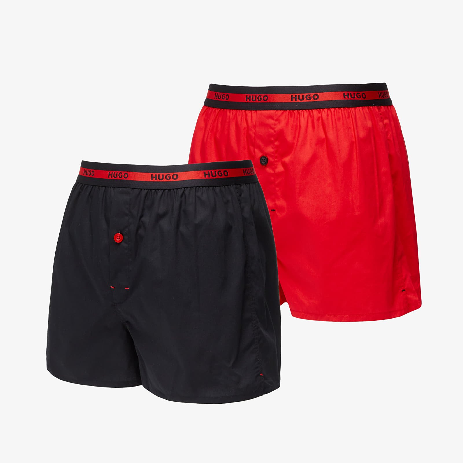 Trenky Hugo Boss Logo-Waistband Boxer Shorts 2-Pack Black/ Red
