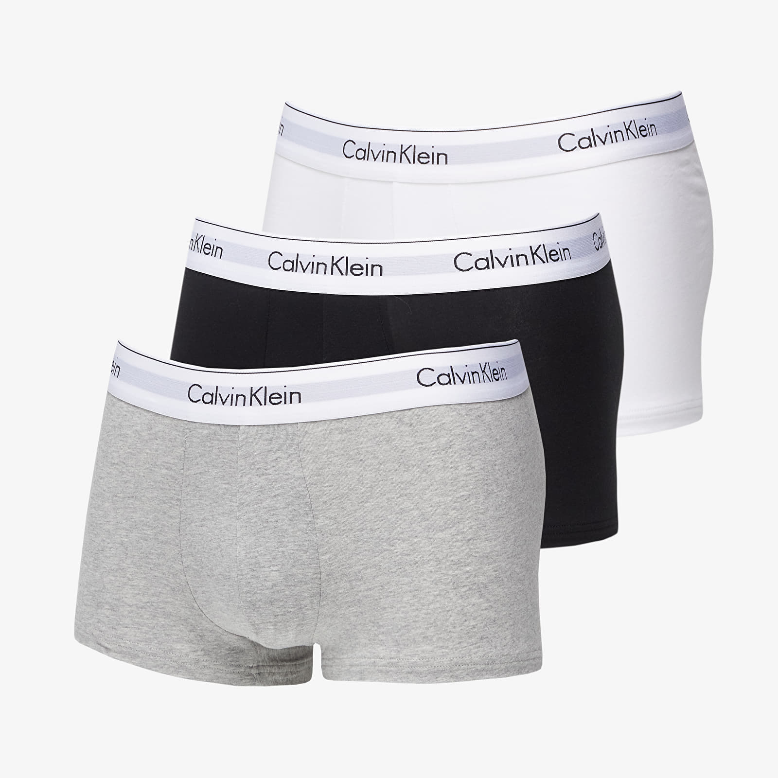 Levně Calvin Klein Modern Cotton Stretch Low Rise Trunk 3-Pack Black/ White/ Grey Heather