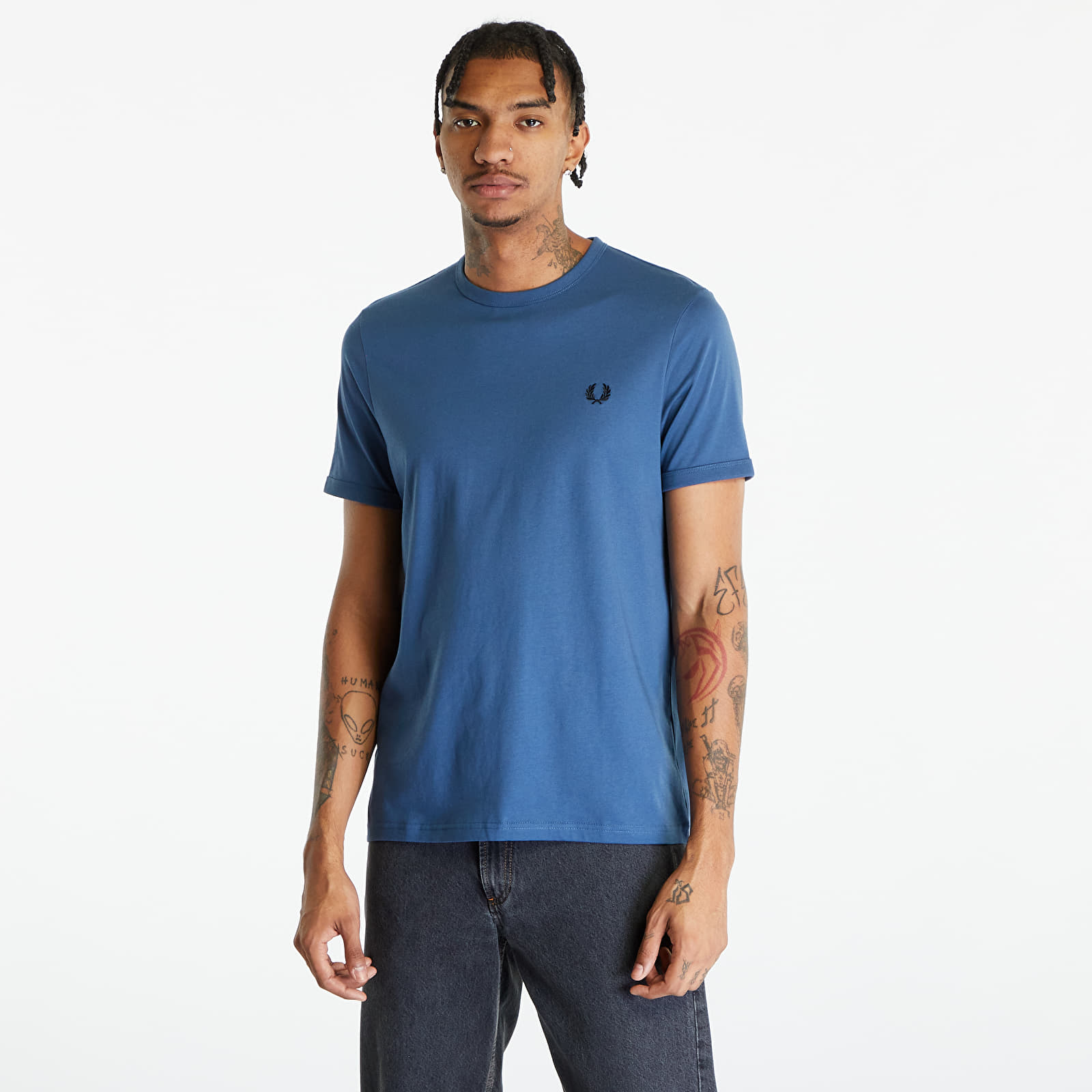 FRED PERRY - ringer short sleeve tee midnight blue
