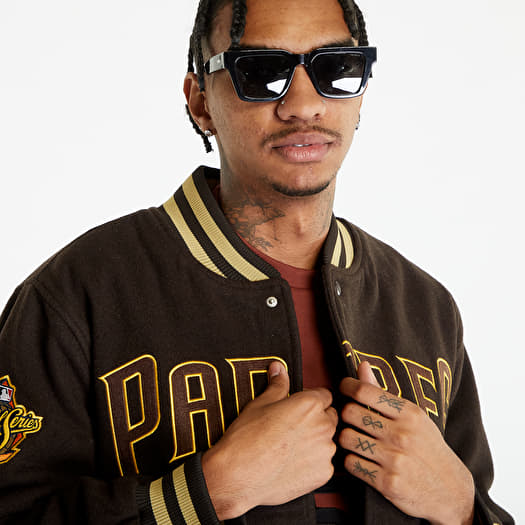 San Diego Padres ジャケット 黒・ベージュ San Diego Padres Wool & Leather Varsity Jacket