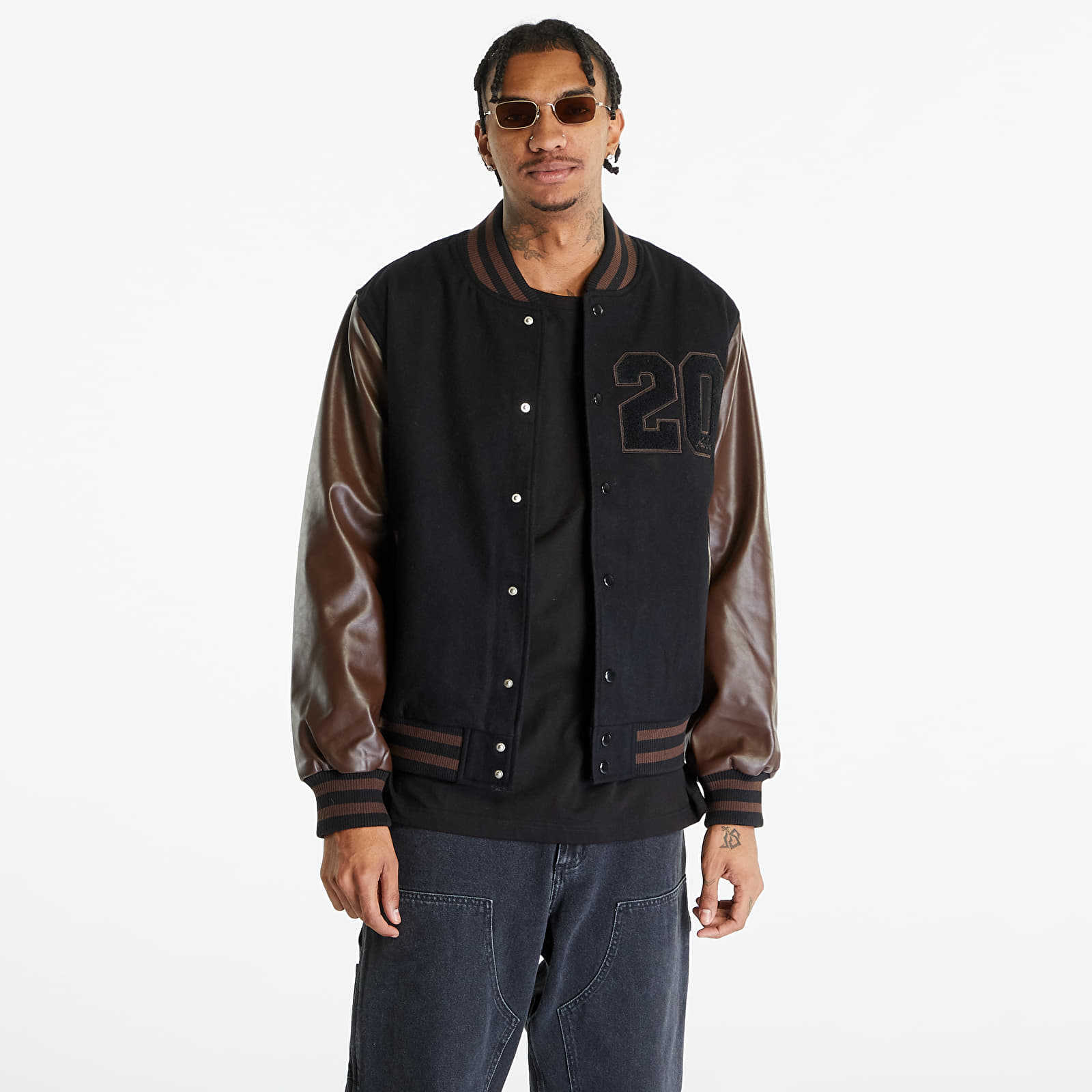 Jackets New Era Heritage Varsity Jacket UNISEX Black Brown Footshop