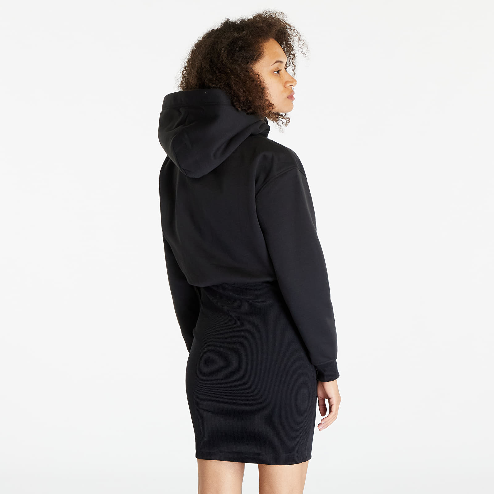 Φορέματα Calvin Klein Jeans Logo Tape Hooded Sweatshirt Dress Black