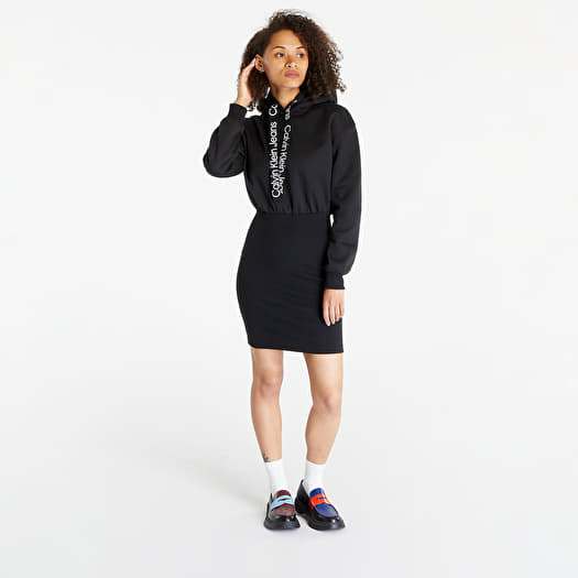 Aktuell beliebt Dress Calvin Klein Jeans Logo Black Footshop Tape Dress Hooded | Sweatshirt