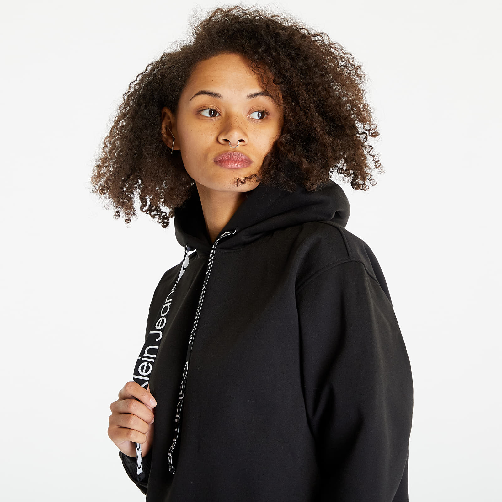 Hoodies and sweatshirts Calvin Klein Jeans Oversized Logo Tape Hoodie Black Footshop