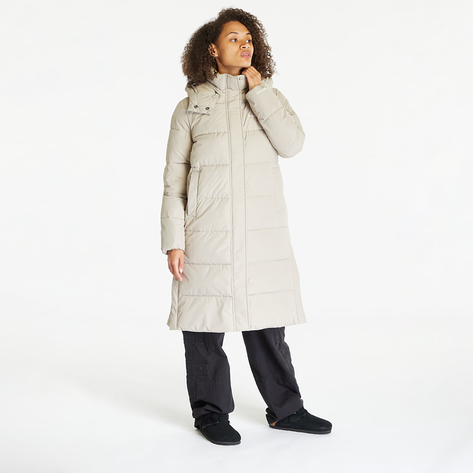 Kurtki Calvin Klein Jeans Monologo Non Down Jacket Beige