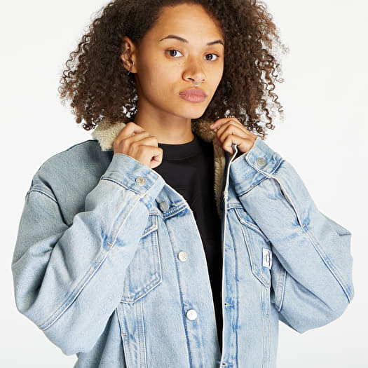 Free People Holly Oversize Denim Jacket With Faux Fur Trim In Rinse Combo |  ModeSens