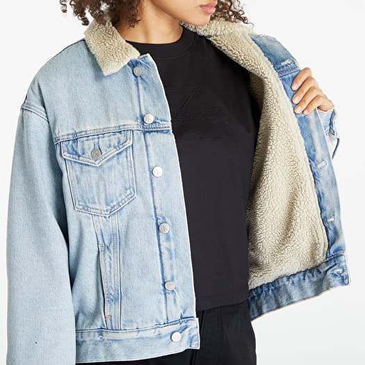 Calvin Klein Women's Oversized Belted Moto with Sherpa Denim Jacket, Falcon  Black, Small at Amazon Women's Coats Shop
