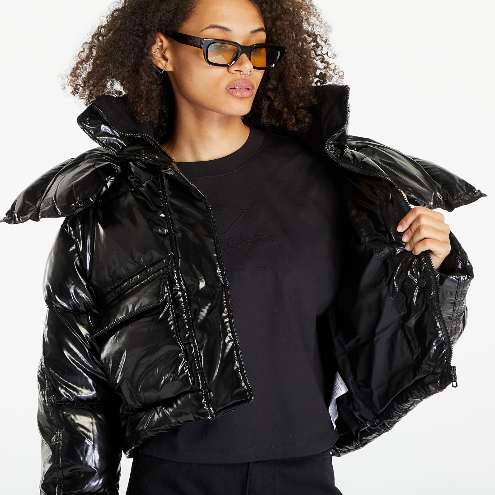Jassen Calvin Klein Jeans High Shine Puffer Jacket Black