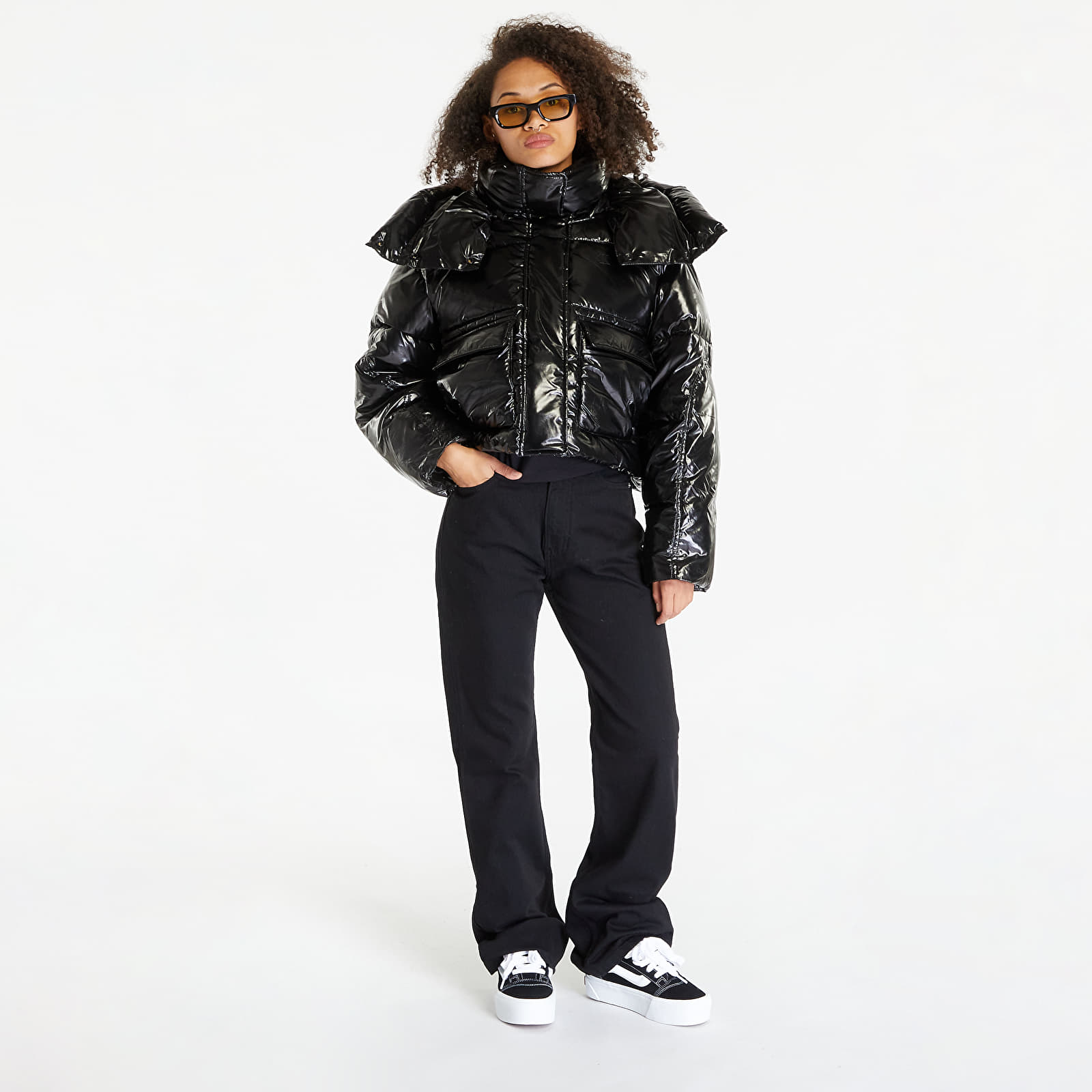 Jassen Calvin Klein Jeans High Shine Puffer Jacket Black
