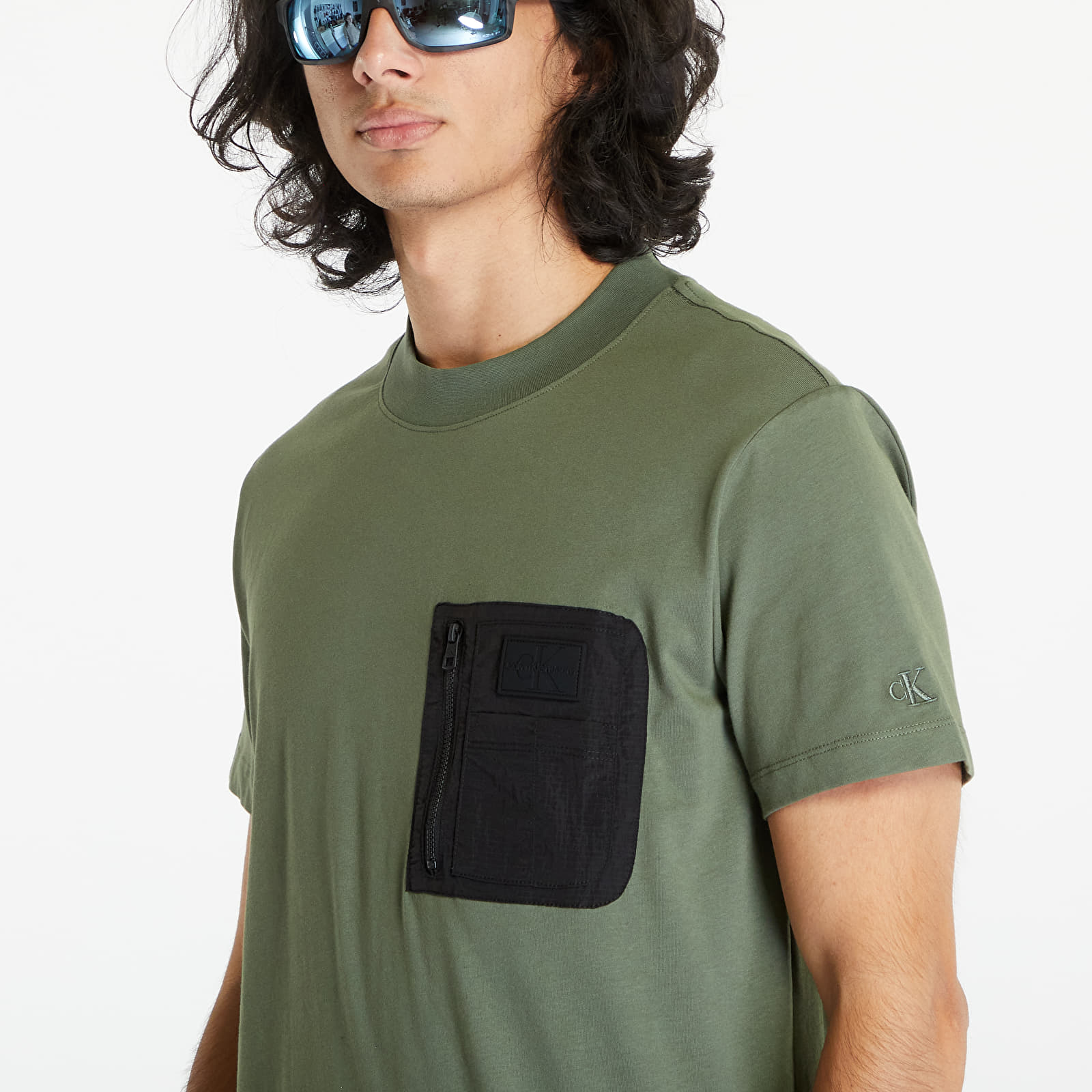 Tričká Calvin Klein Jeans Mix Media Short Sleeve Tee Thyme