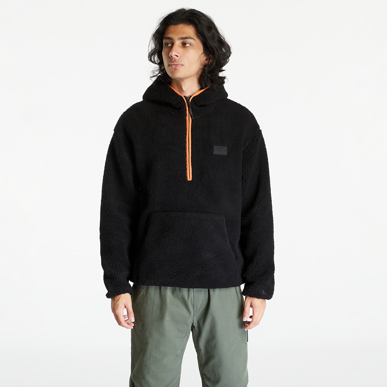 Calvin Klein - jeans sherpa half-zip hoodie black
