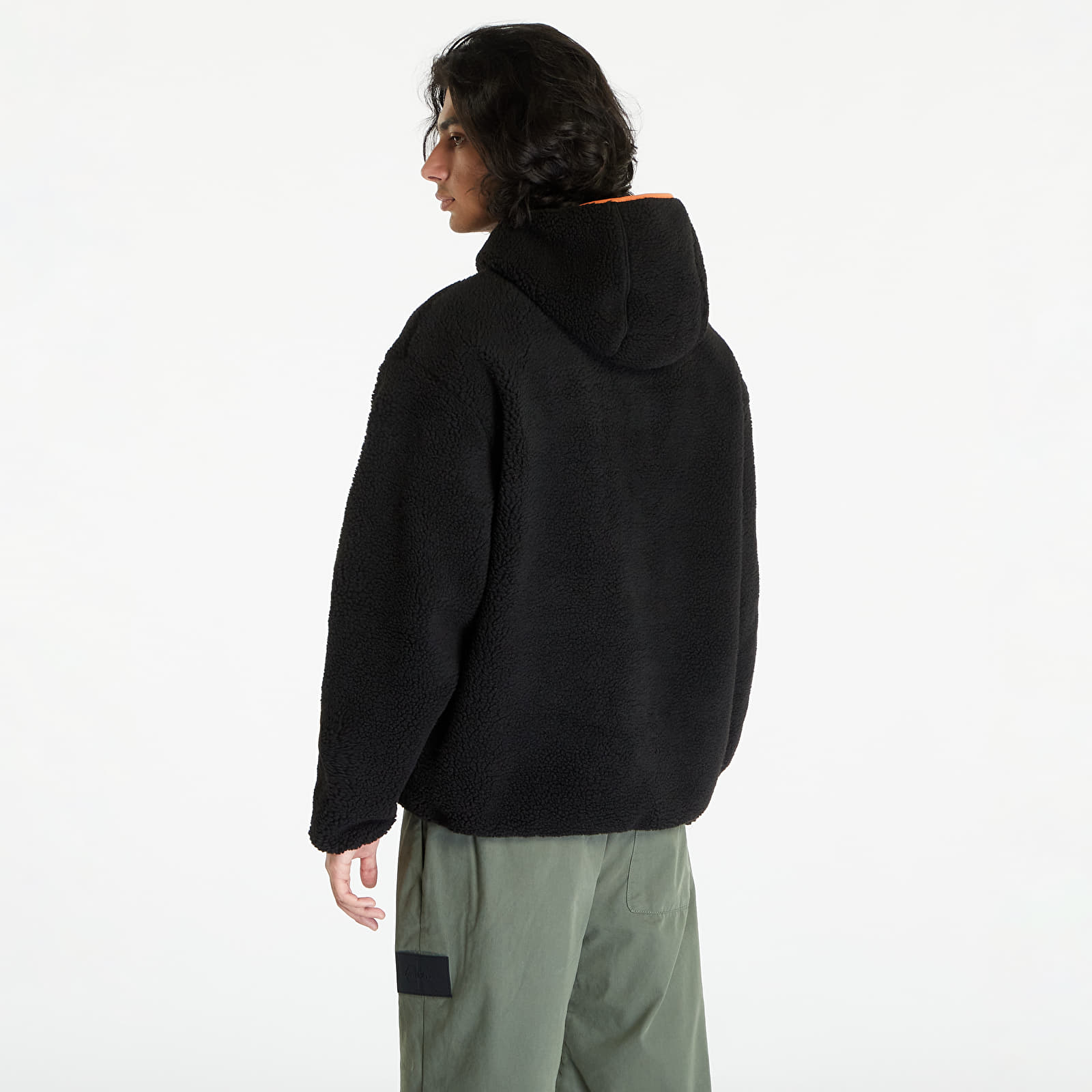 Mikiny Calvin Klein Jeans Sherpa Half-Zip Hoodie Black