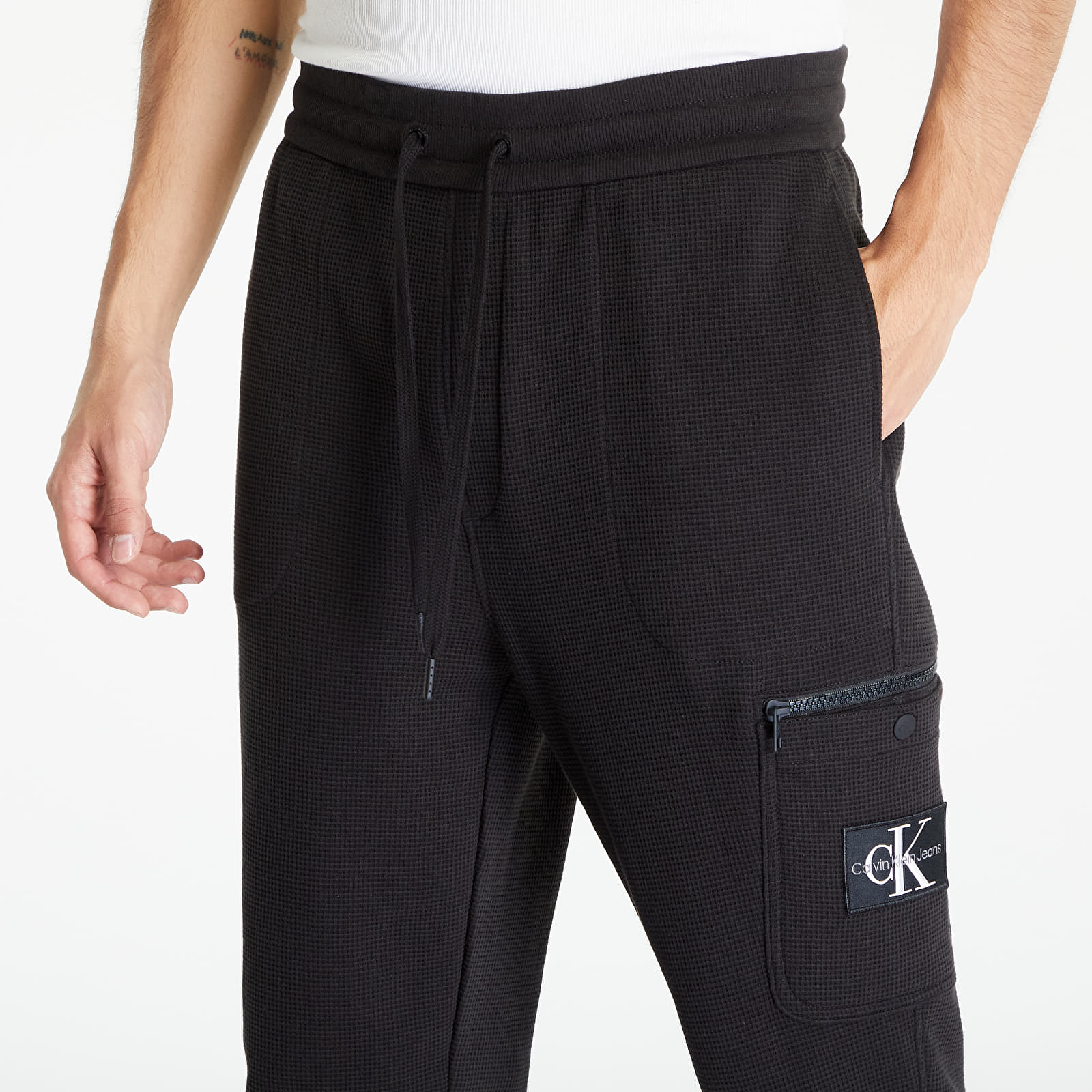 Φόρμες Calvin Klein Jeans Badge Waffle Hwk Pants Black
