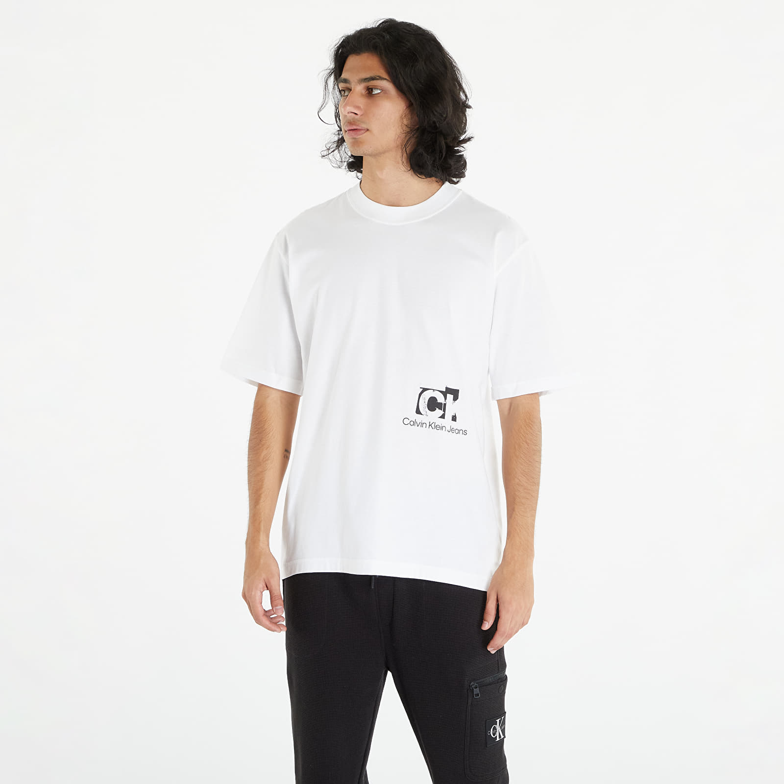 Levně Calvin Klein Jeans Connected Layer Land Short Sleeve Tee White
