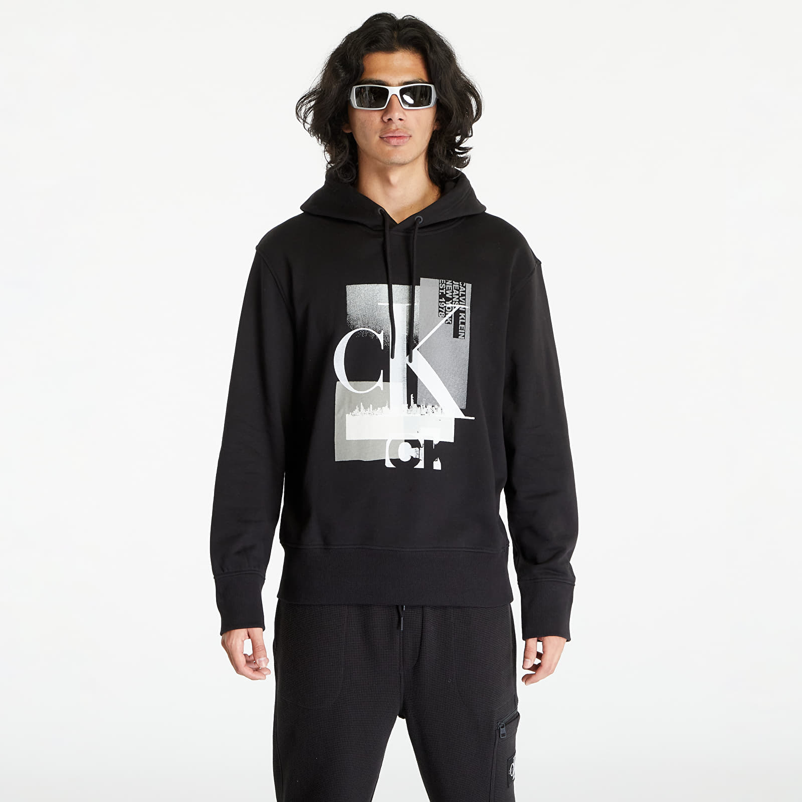 Calvin Klein - jeans connected layer land hoodie black