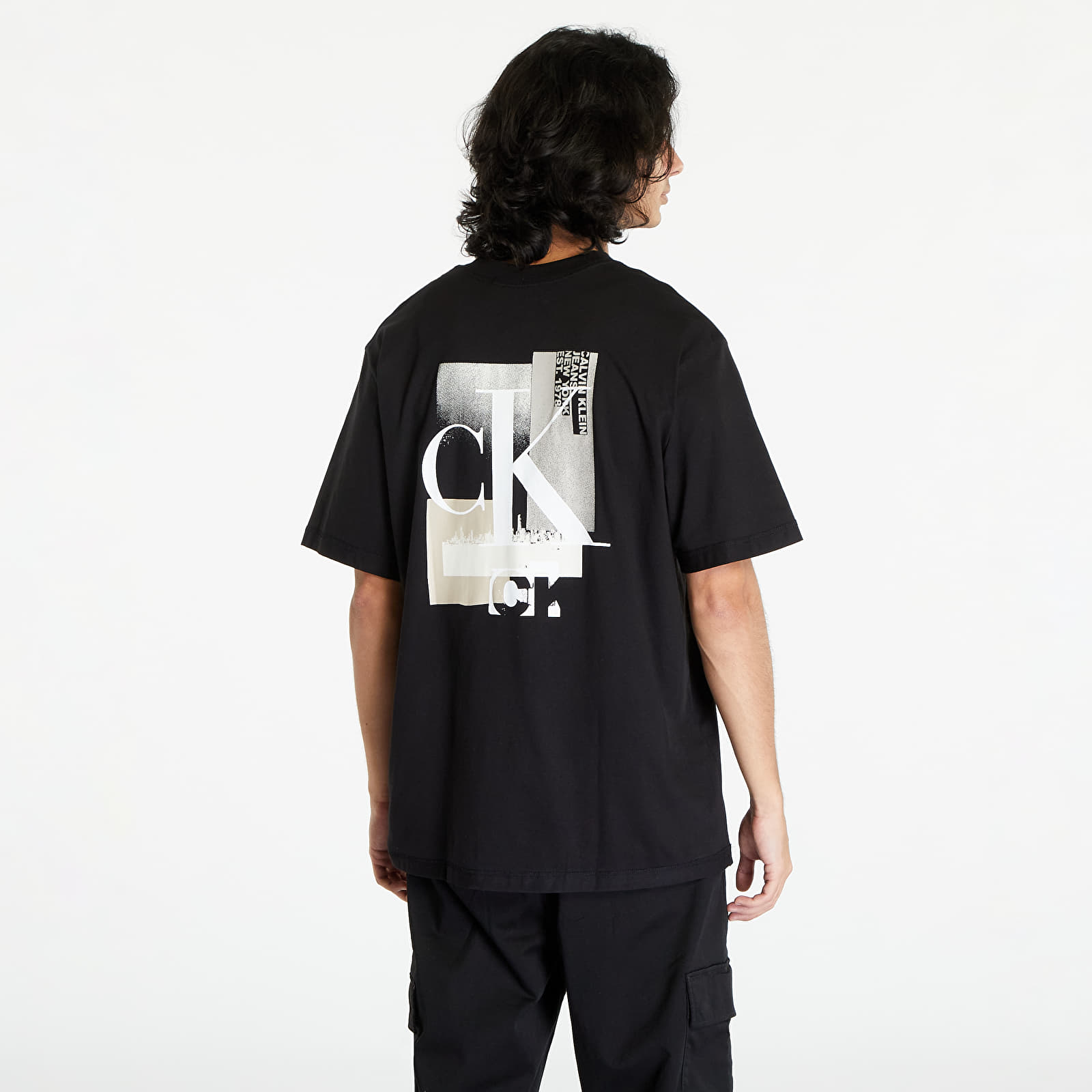 Koszulki Calvin Klein Jeans Connected Layer Land Black