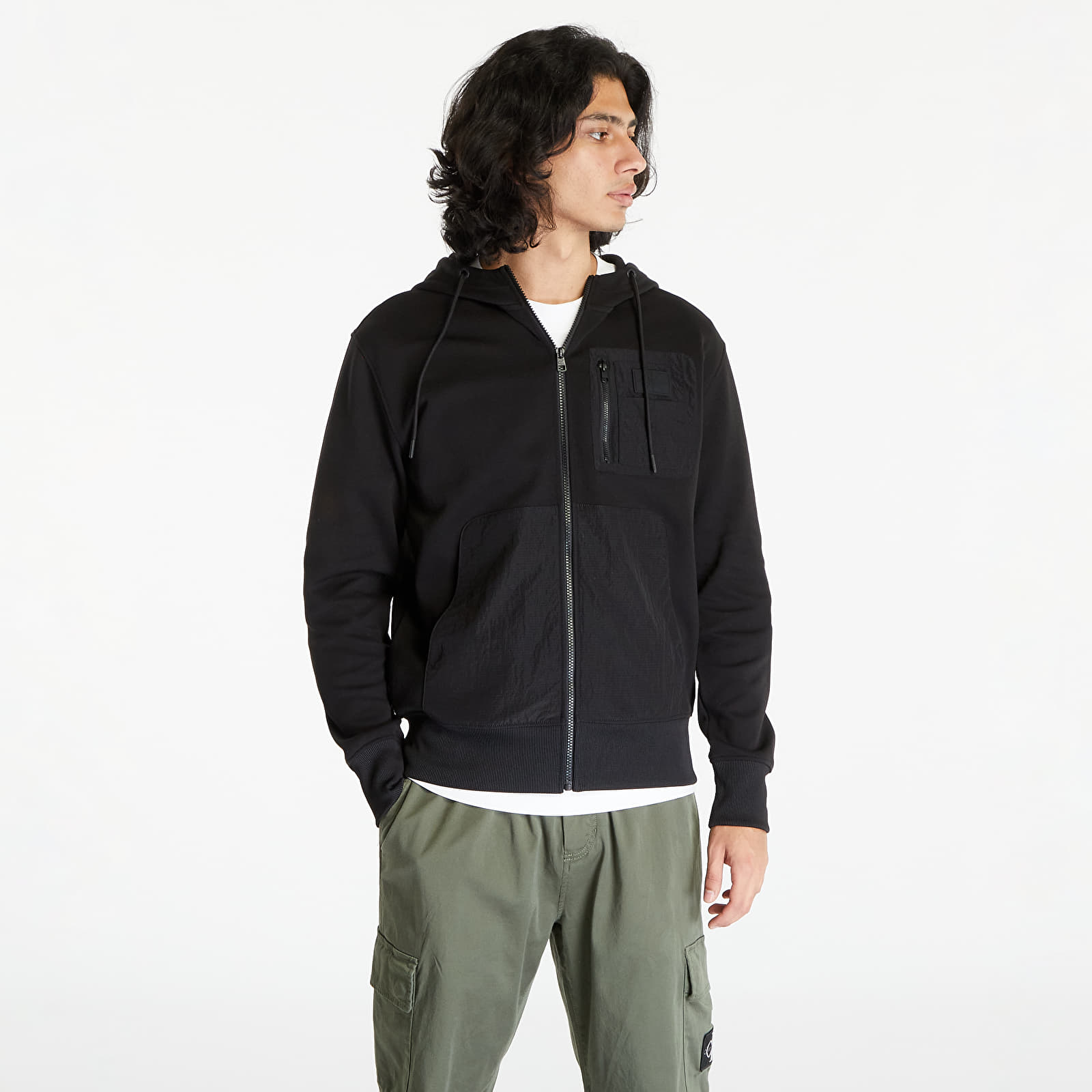 Sweatshirts Calvin Klein Jeans Mix Full Zip Throug Black