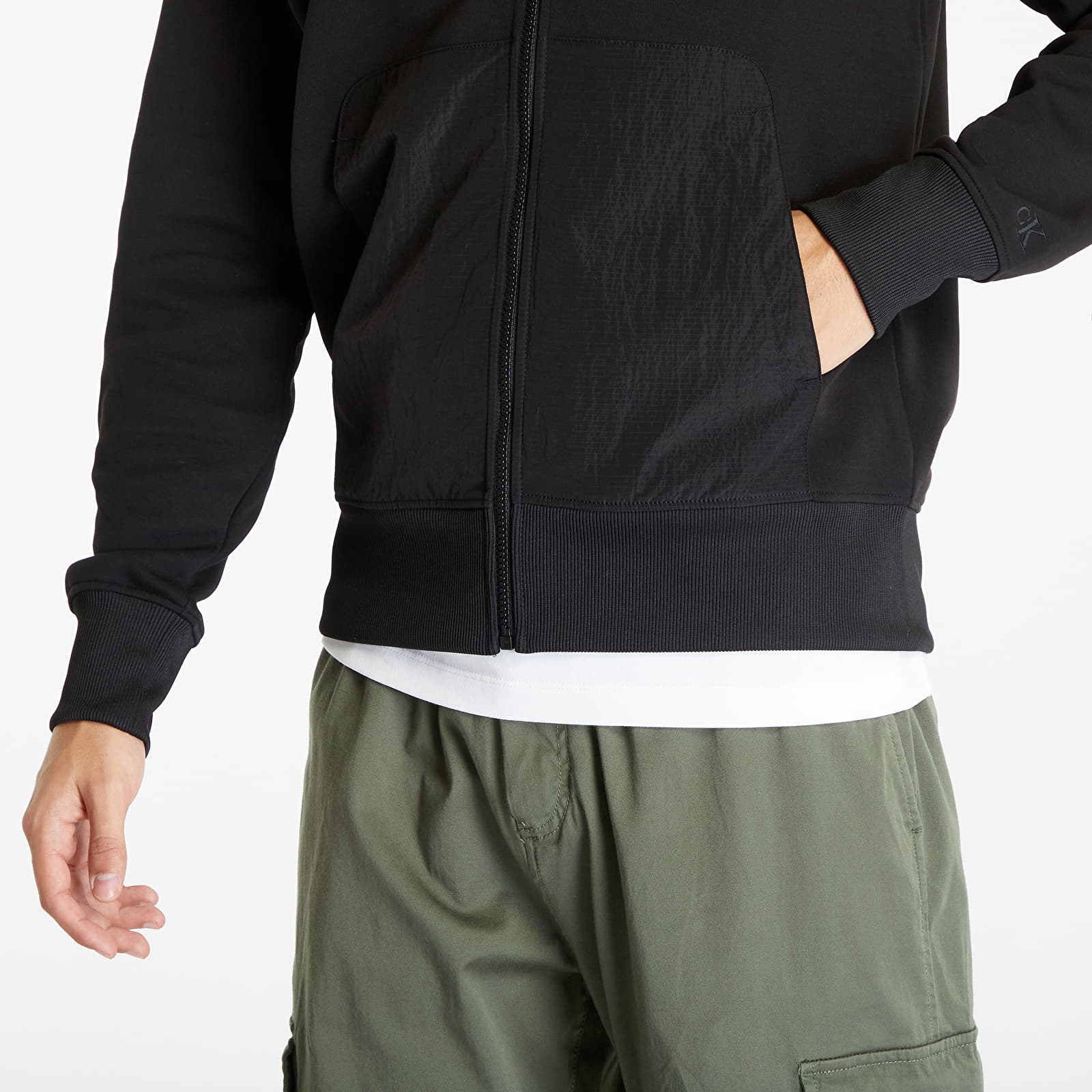 Sweatshirts Calvin Klein Jeans Mix Full Zip Throug Black