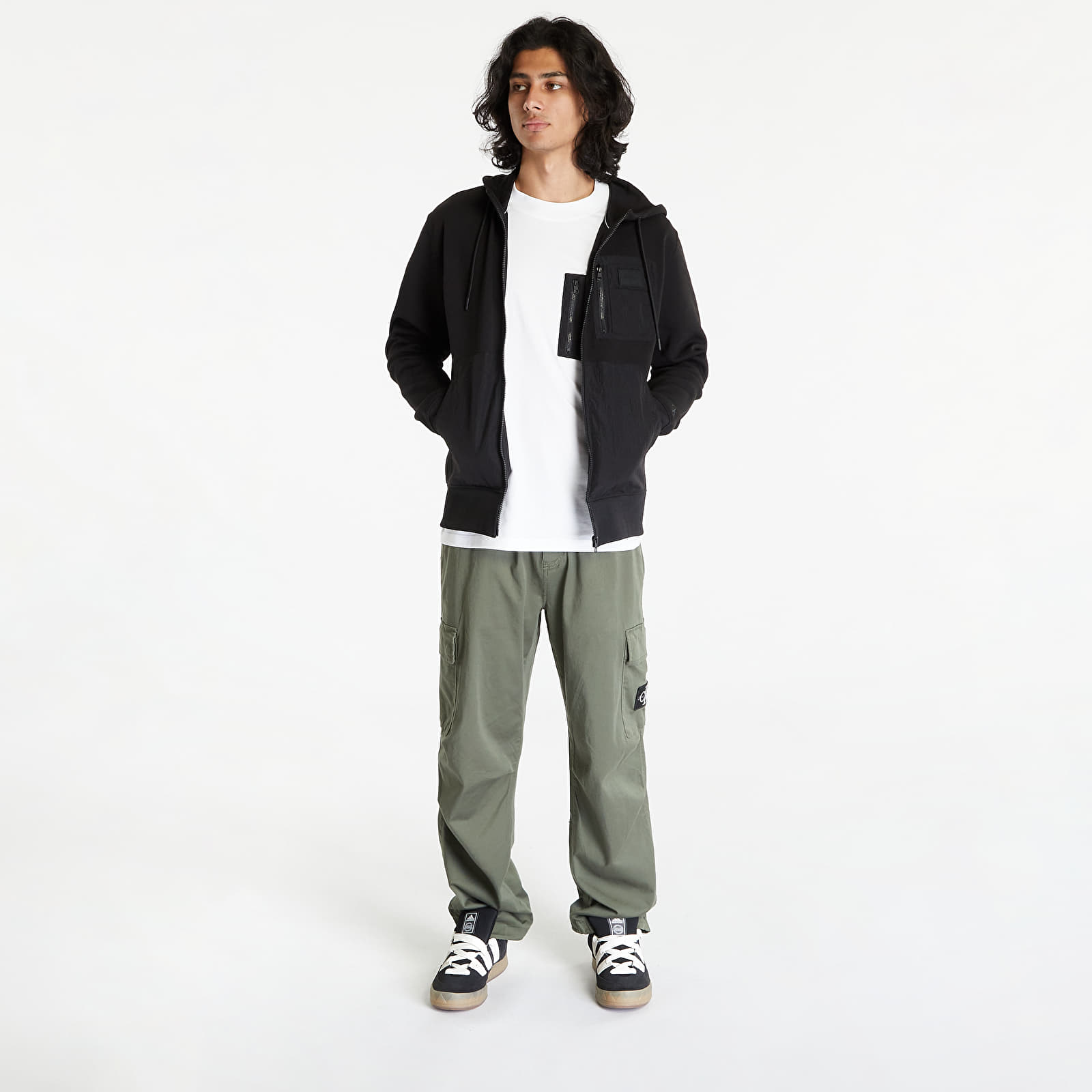 Sweatshirts Calvin Klein Jeans Mix Full Zip Throug Black