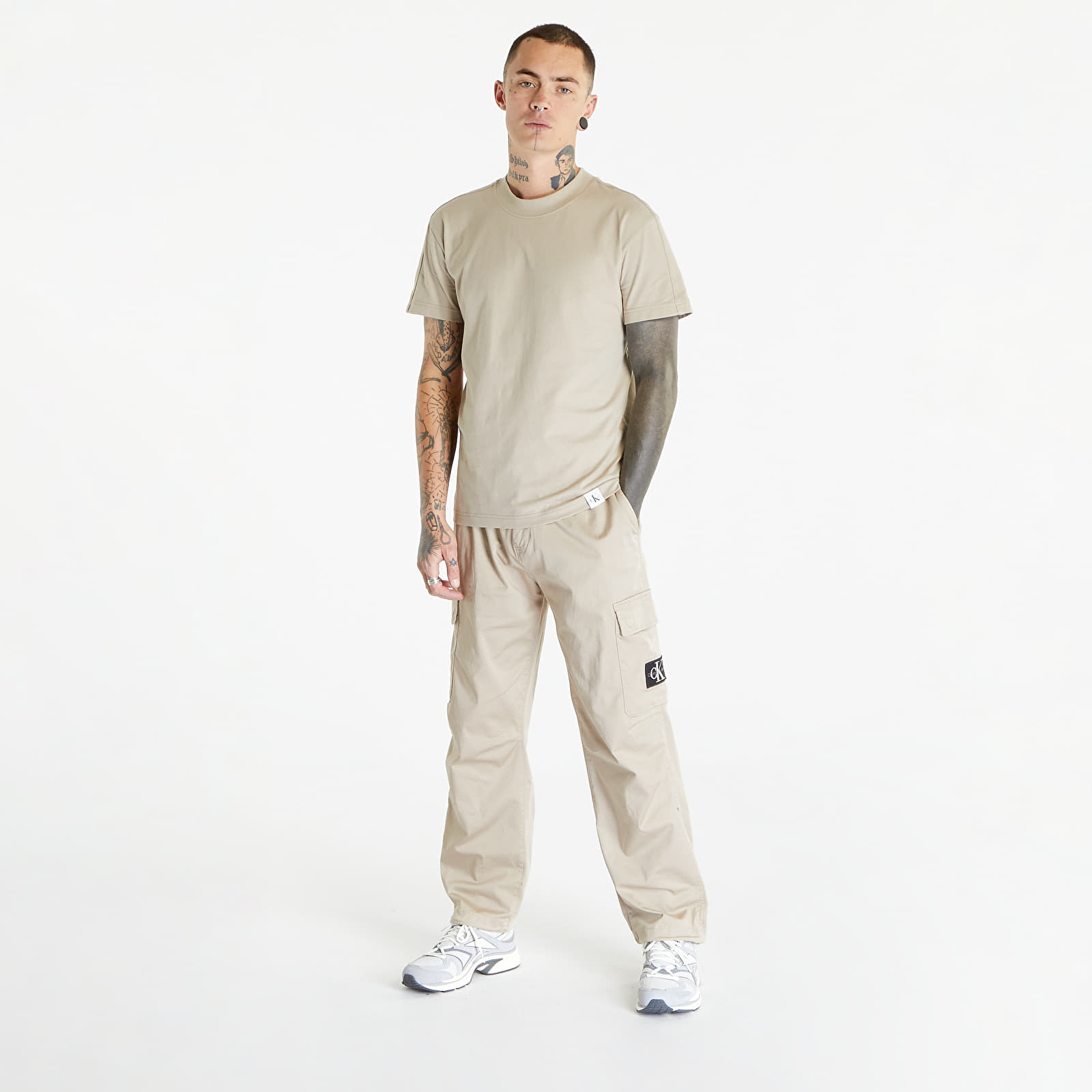 Pólók Calvin Klein Jeans Woven Tab Short Sleeve Tee Plaza Taupe