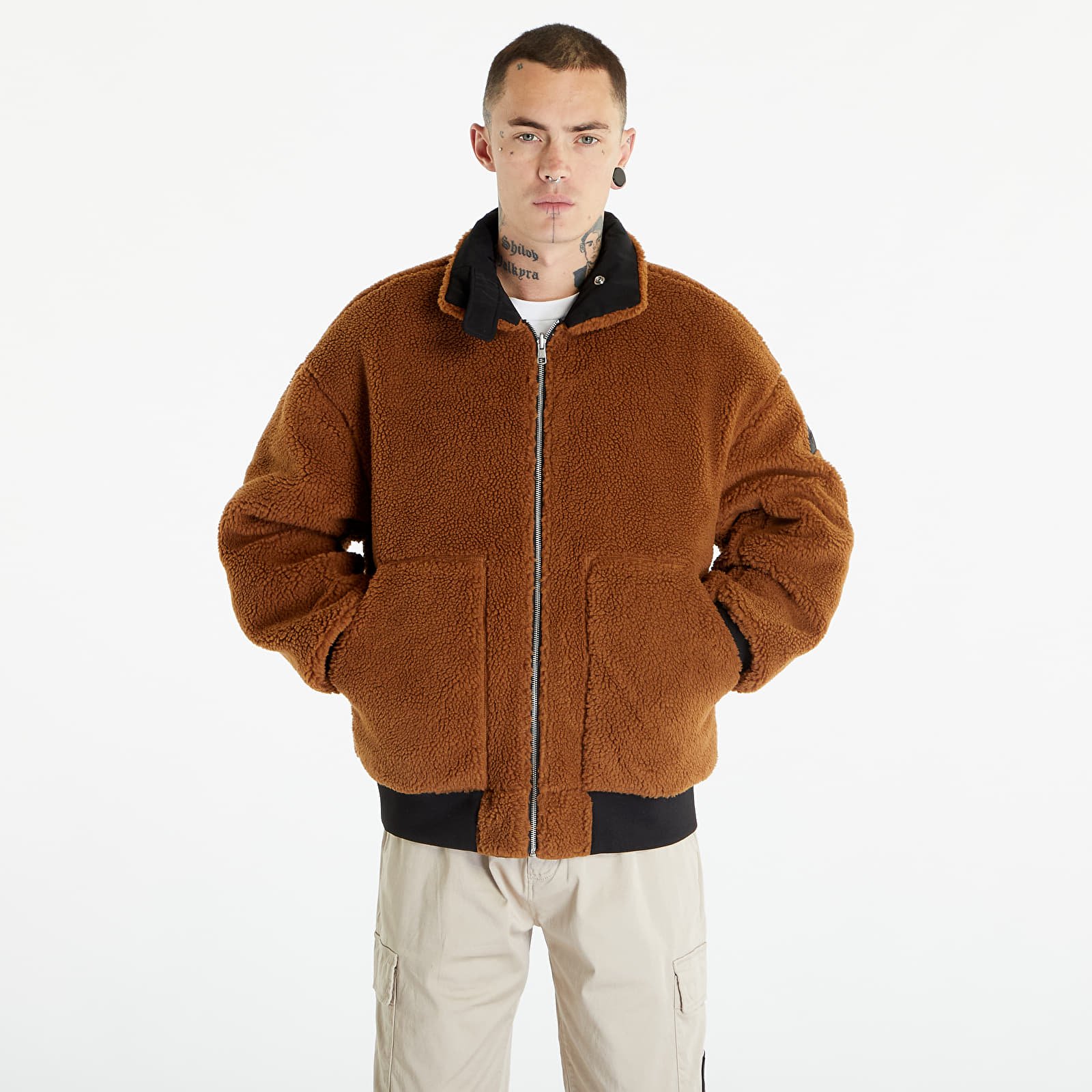 Bombery Calvin Klein Jeans Reversible Sherpa Bomber Jacket Black/ Brown