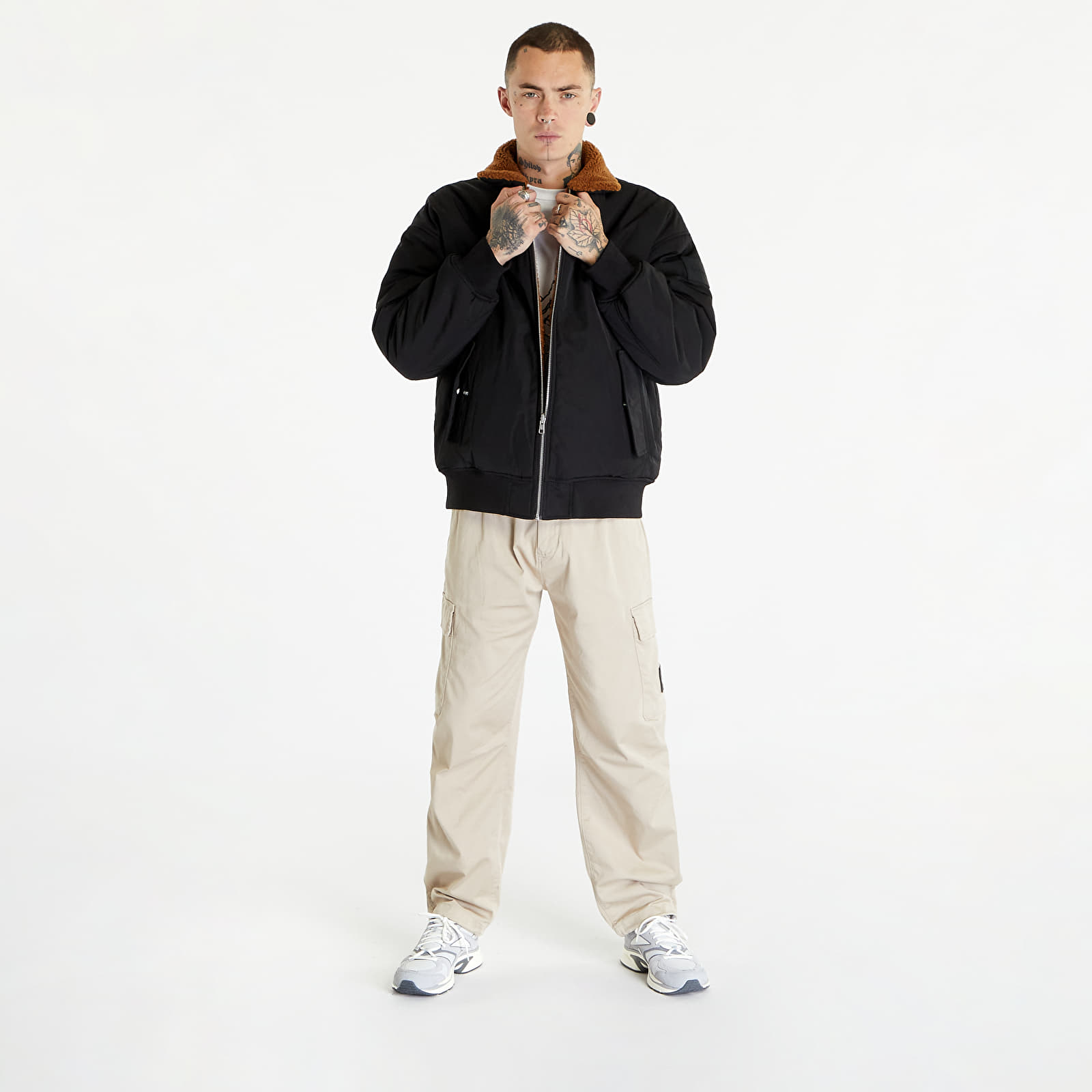 Bombery Calvin Klein Jeans Reversible Sherpa Bomber Jacket Black/ Brown