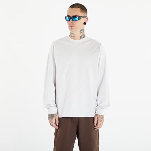Póló Nike Solo Swoosh Men's Long Sleeve Tee Birch Heather/ White