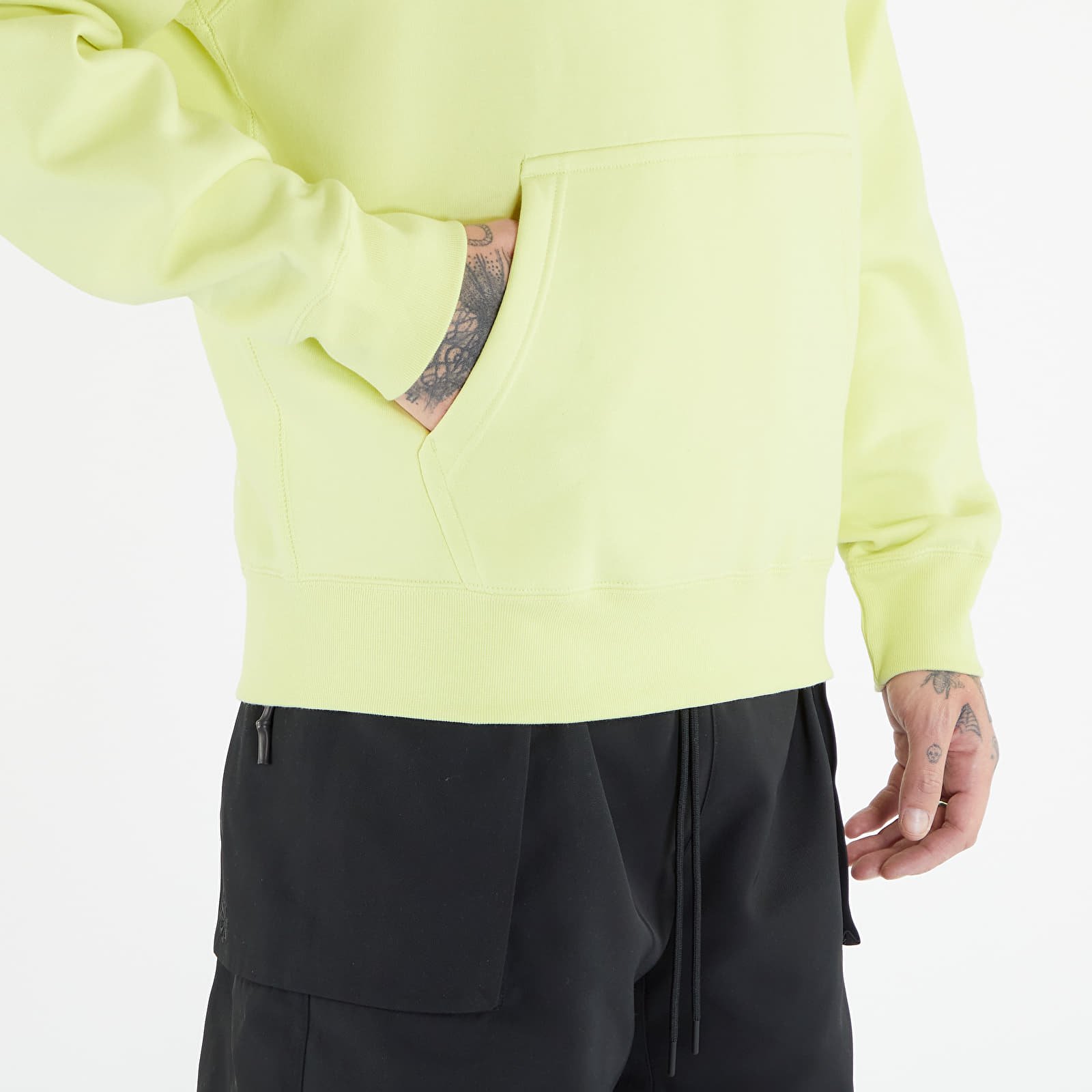 Bluzy Nike Solo Swoosh Men's Fleece Pullover Hoodie Luminous Green/ White