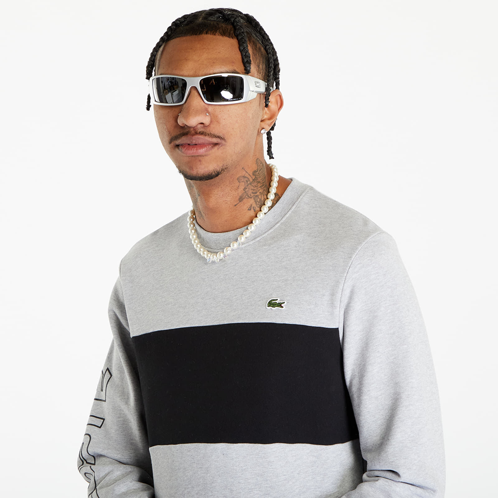 Sudaderas LACOSTE Men's Sweatshirt Silver Chine/ Black