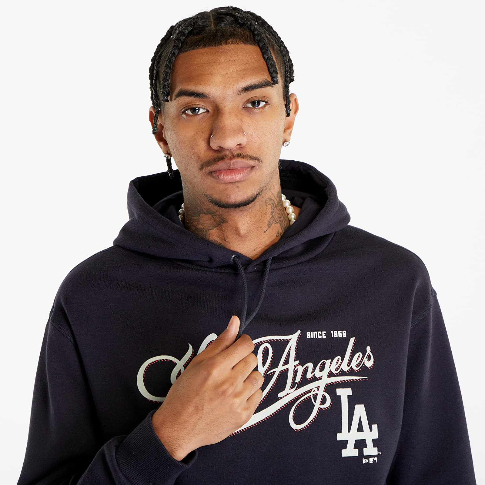 Sweatjacken und Sweatshirts New Era MLB Retro Graphic Os Hoody Los Angeles Dodgers Navy/ White