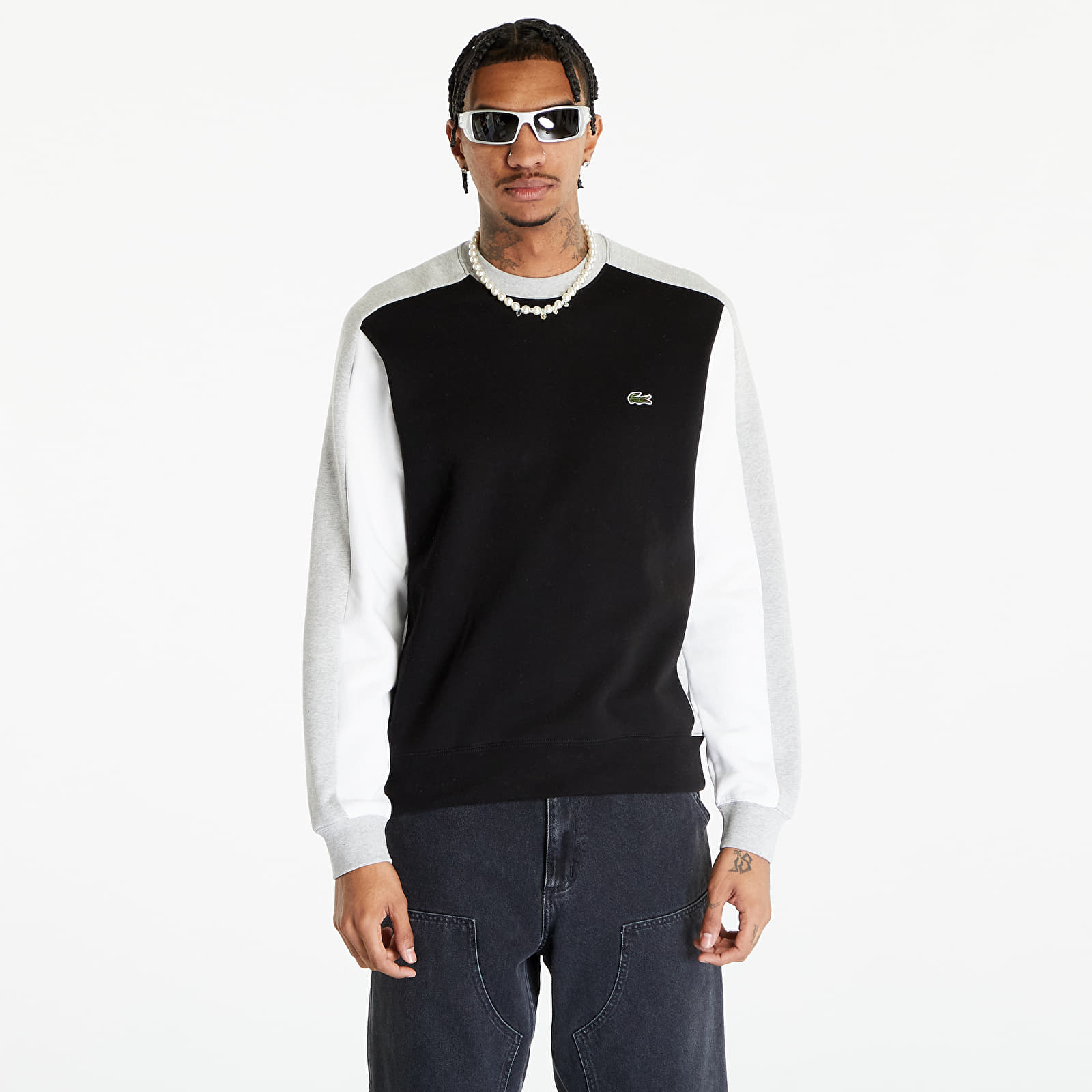 Суичърти LACOSTE Men's Sweatshirt Black/ Silver Chine-White