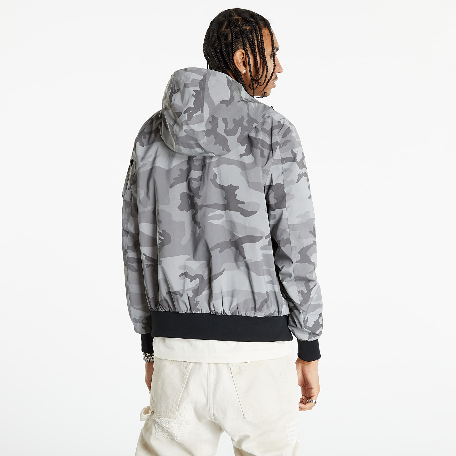 Jacken Alpha Industries MA-1 LW Hoode Refl. Camo Grey
