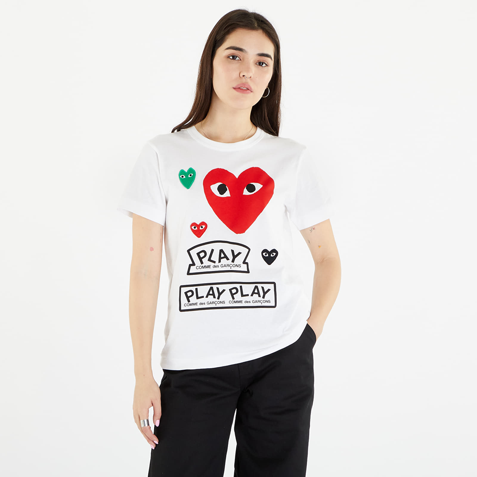 T-shirts Comme des Garçons PLAY Heart Logo Tee White