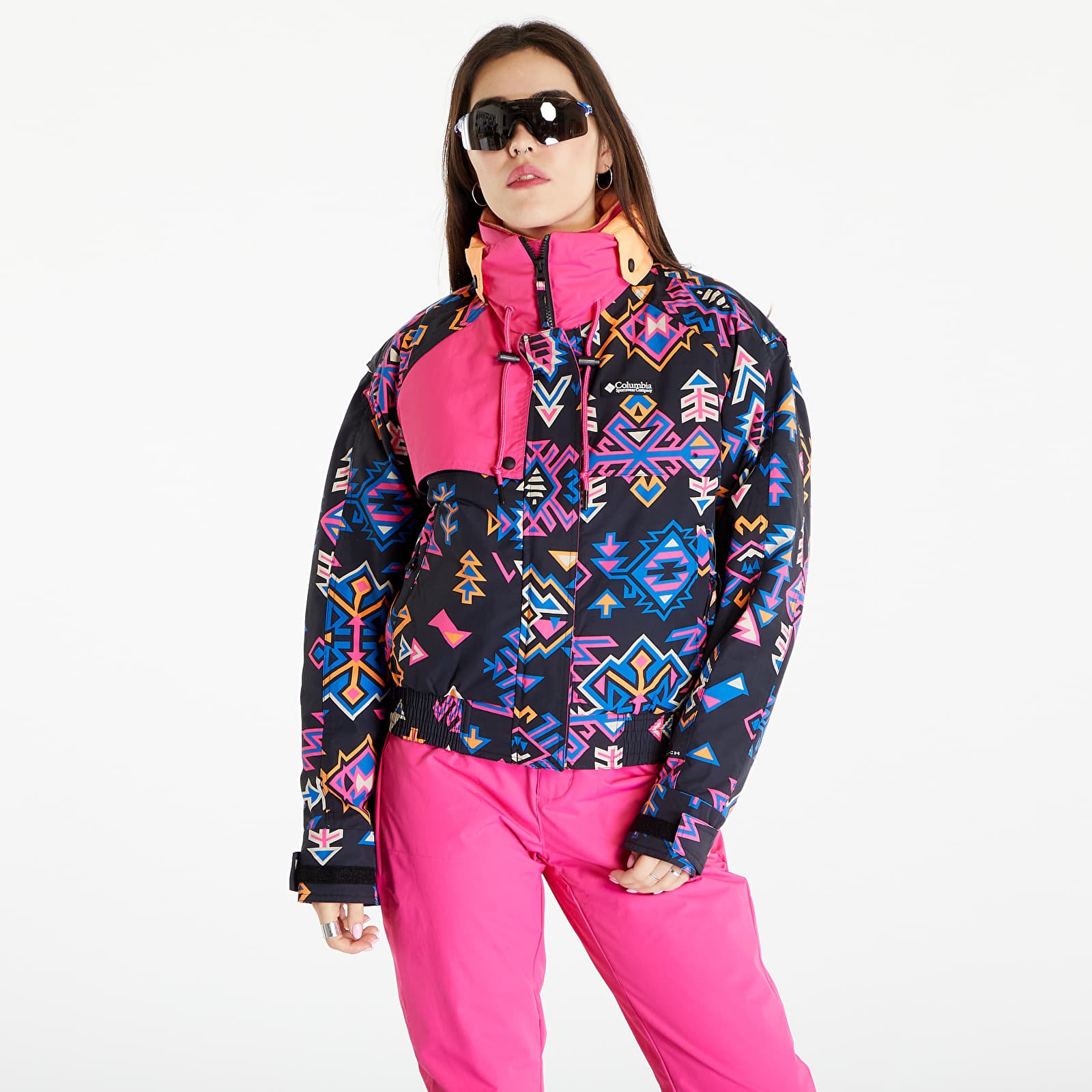 Bundy Columbia Wintertrainer™ 3-in-1 Interchange Waterproof Jacket Black Woven Nature Print/ Fuchsia Fizz