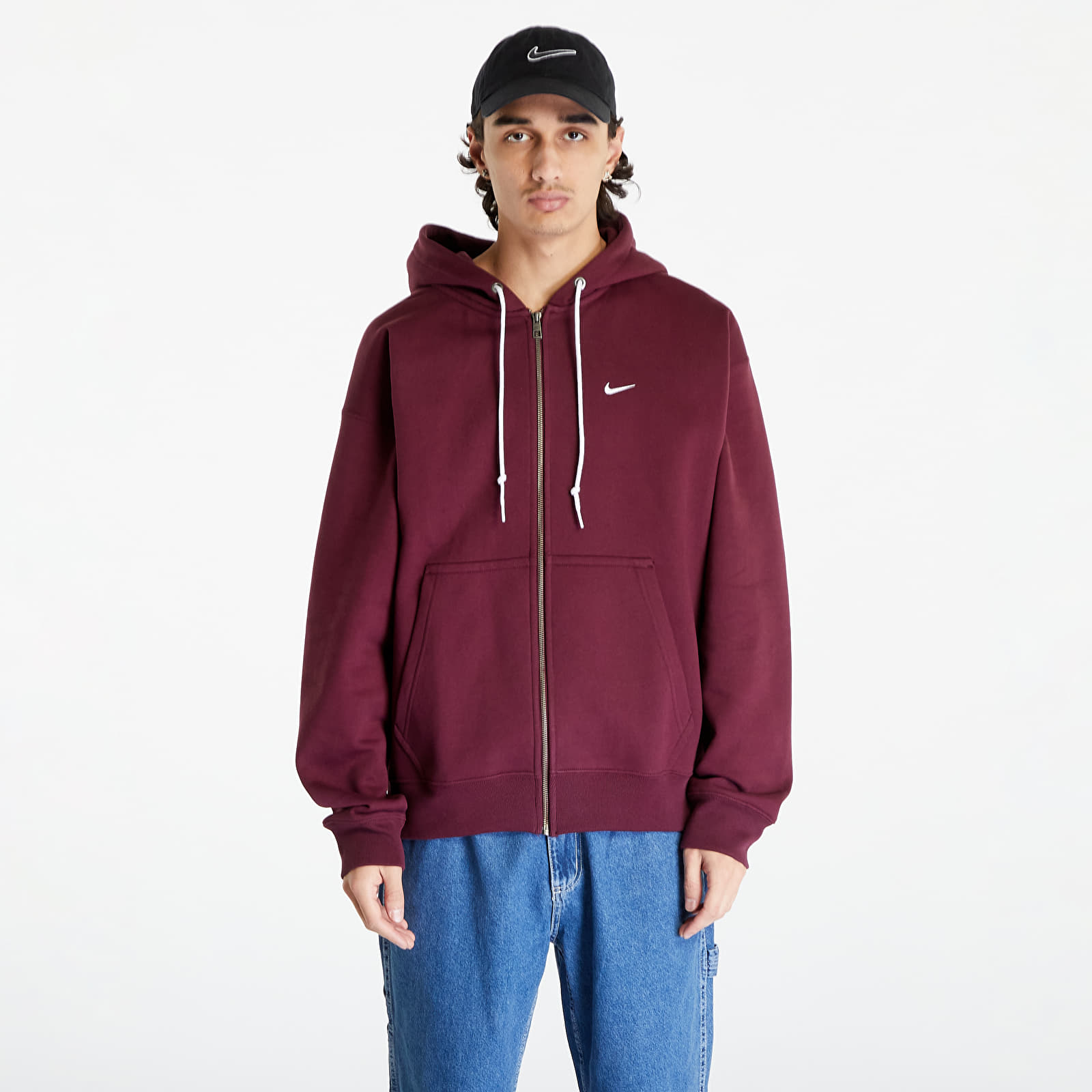 Nike - solo swoosh men's full-zip hoodie night maroon/ white