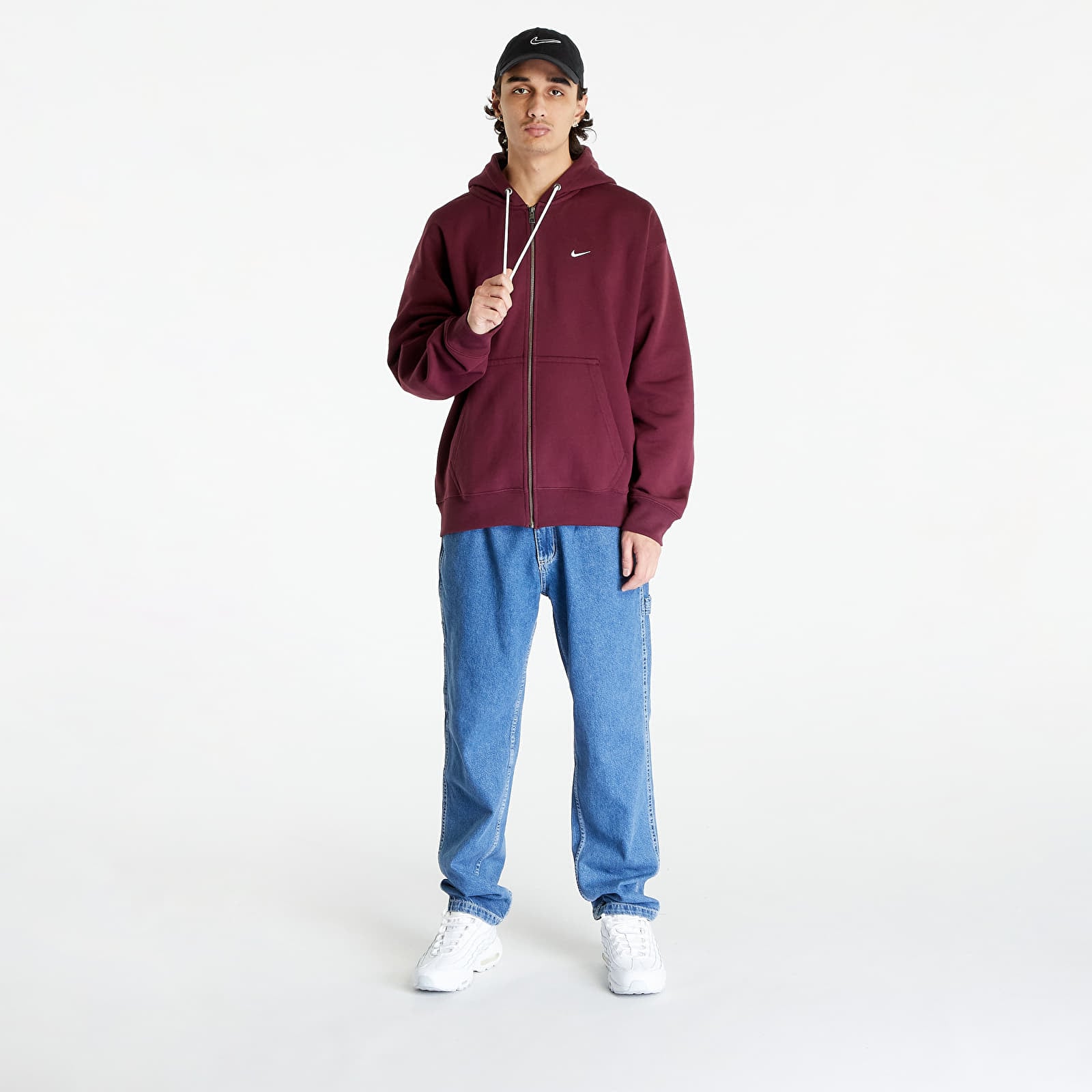 Hoodies and sweatshirts  Nike Solo Swoosh Men's Full-Zip Hoodie Night Maroon/ White