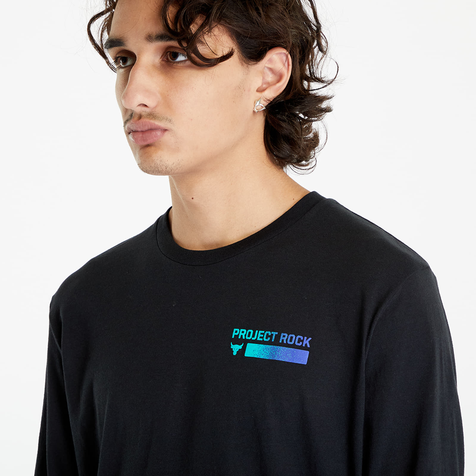 Pólók Under Armour Project Rock Brahma Long Sleeve Tee Black/ Neptune/ Electric Purple