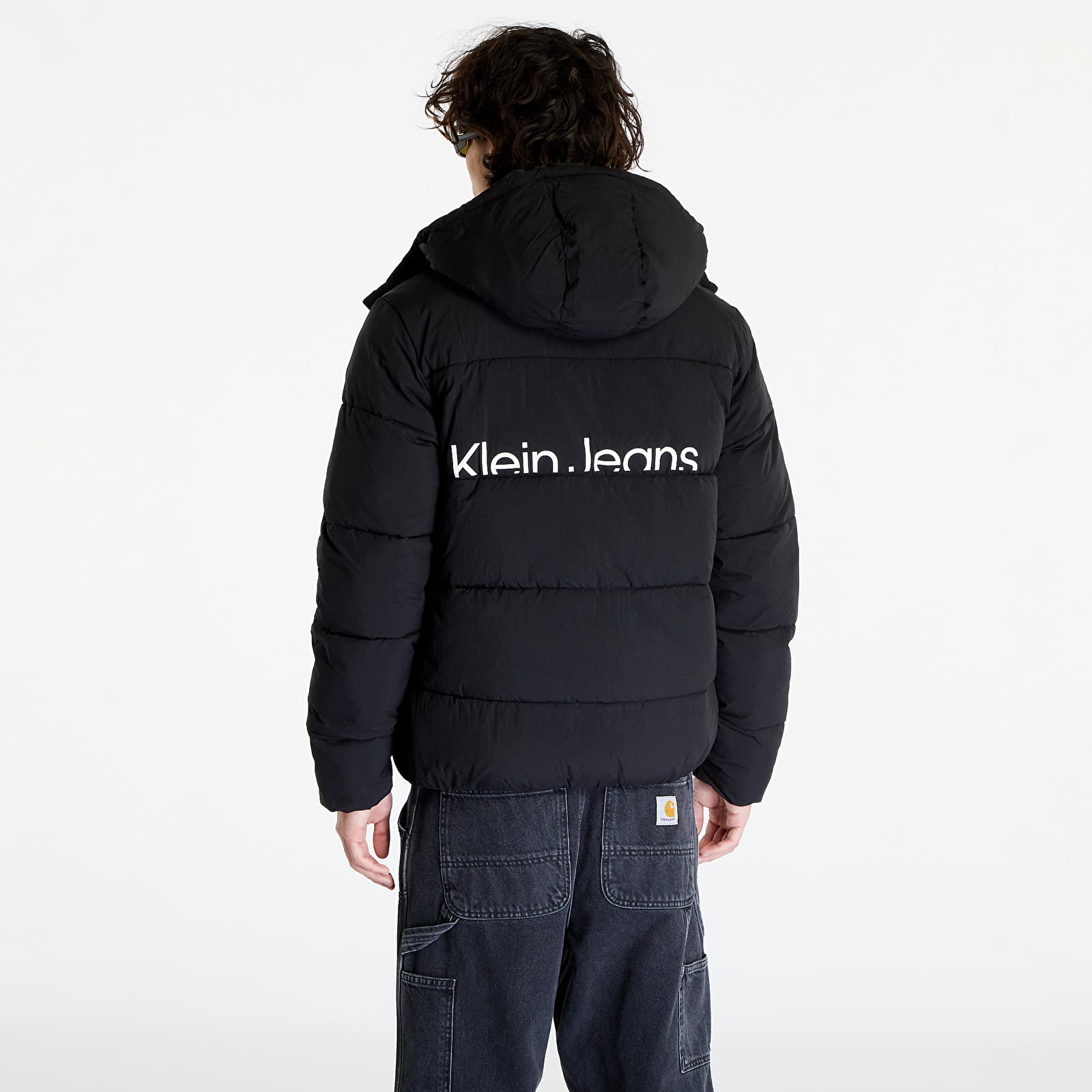 Calvin klein jeans 2025 hooded down jacket black