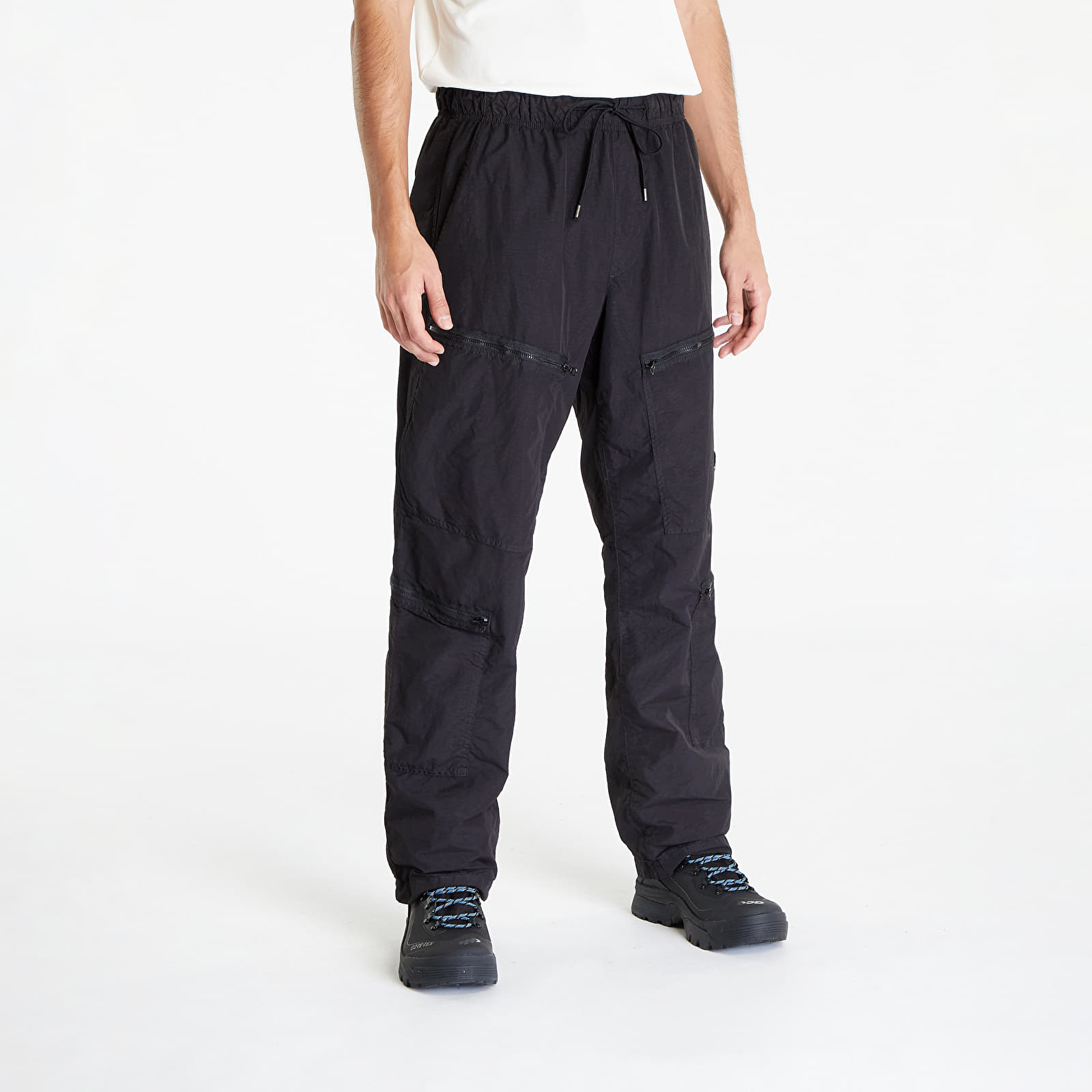 Pantaloni și blugi C.P. Company Flatt Nylon Loose Utility Pants Black