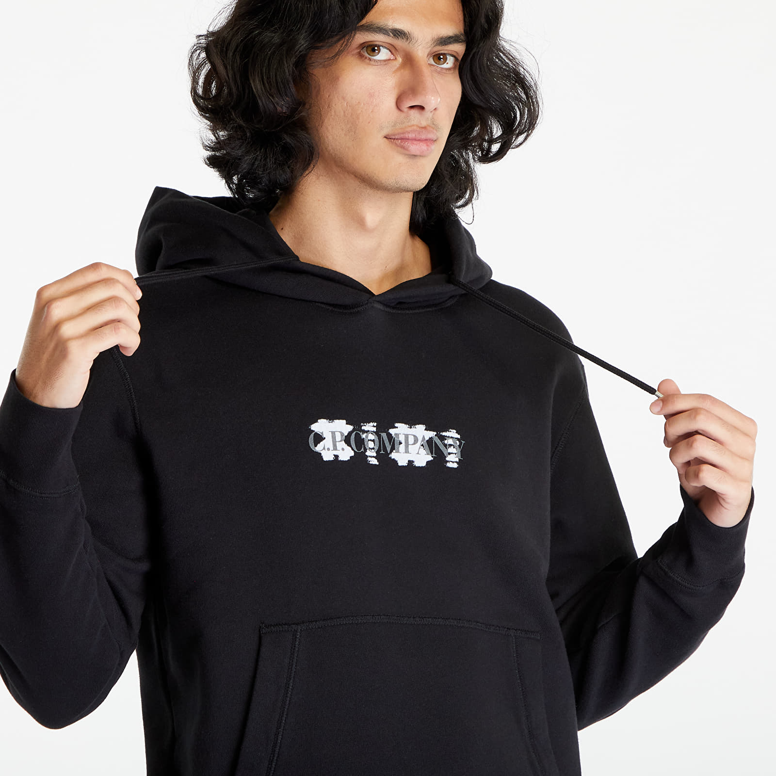 Hoodies and sweatshirts C.P. Company Brushed Fleece Logo Hoodie Black Footshop