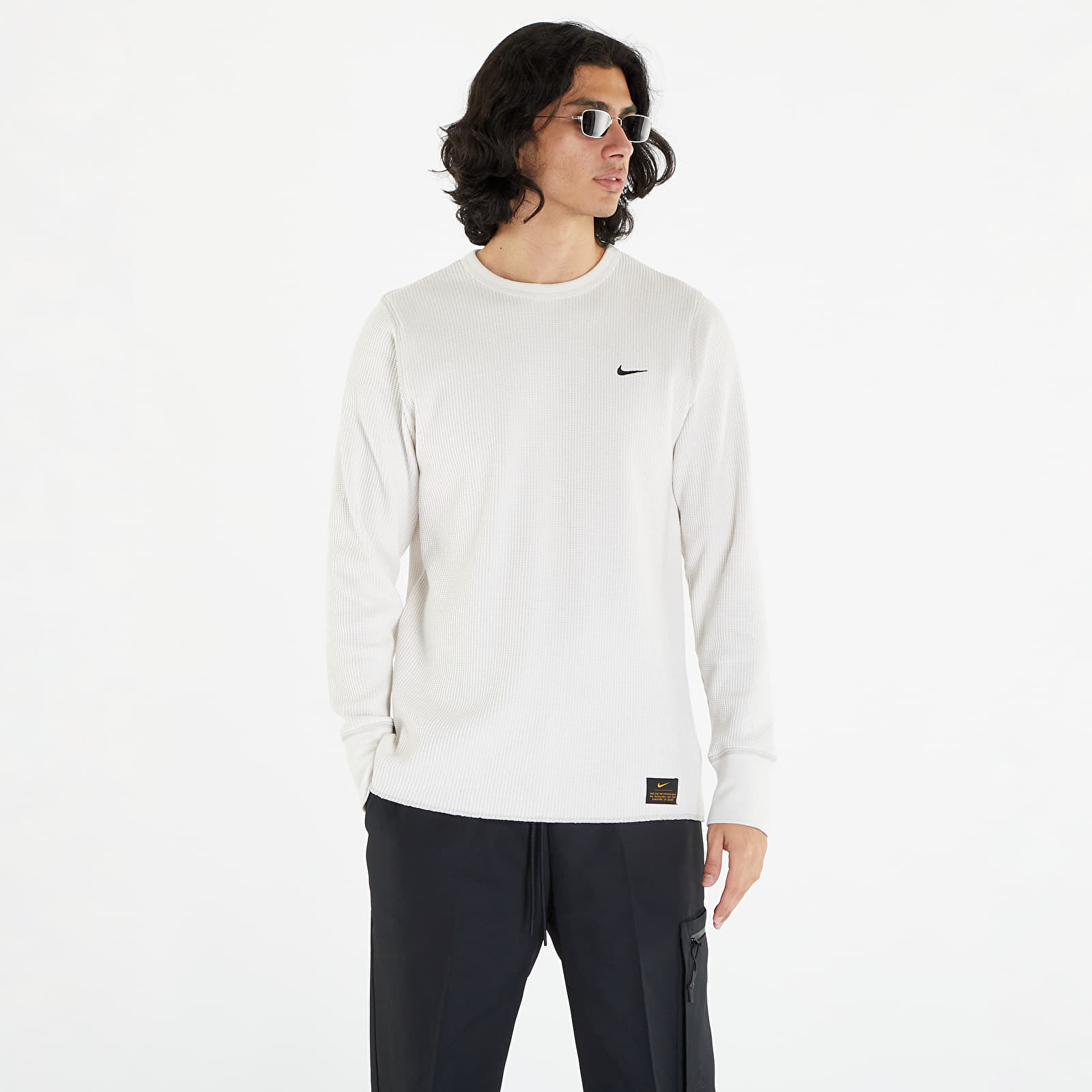 Pólók Nike Life Men's Long Sleeve Heavyweight Waffle Top Phantom/ Light Iron Ore/ Black