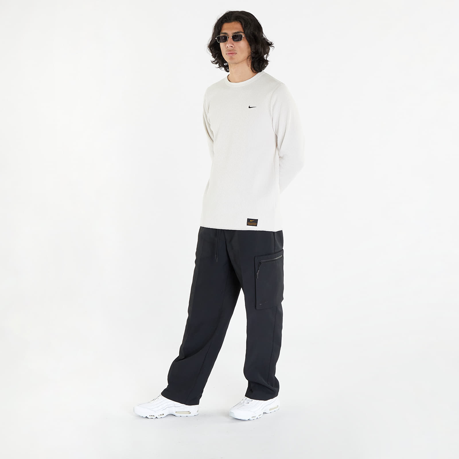 Koszulki Nike Life Men's Long Sleeve Heavyweight Waffle Top Phantom/ Light Iron Ore/ Black