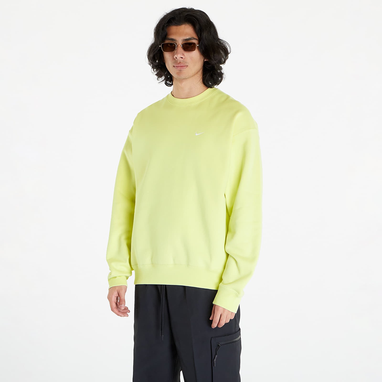 Nike - solo swoosh fleece fabric sweatshirt bright green/ white