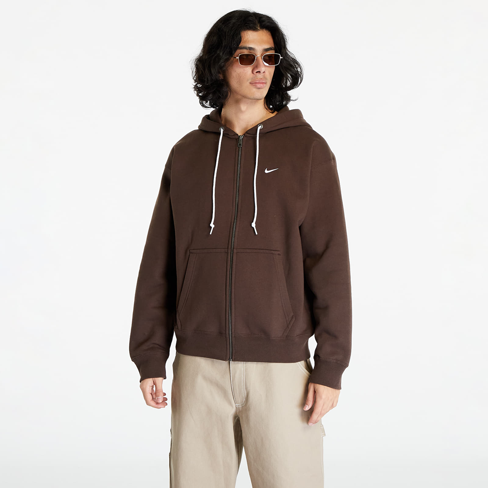 Nike - solo swoosh full-zip hoodie baroque brown/ white