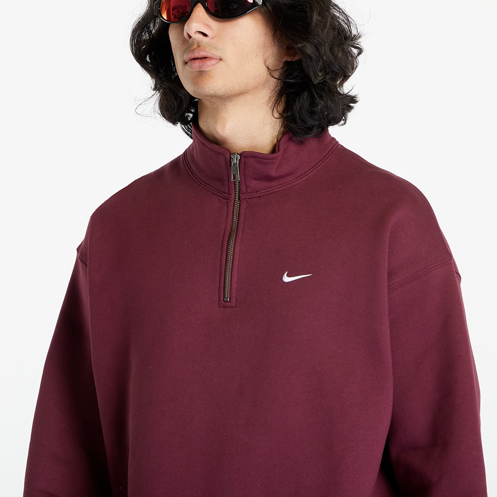 Φούτερ Nike Solo Swoosh Men's 1/4-Zip Top Night Maroon/ White