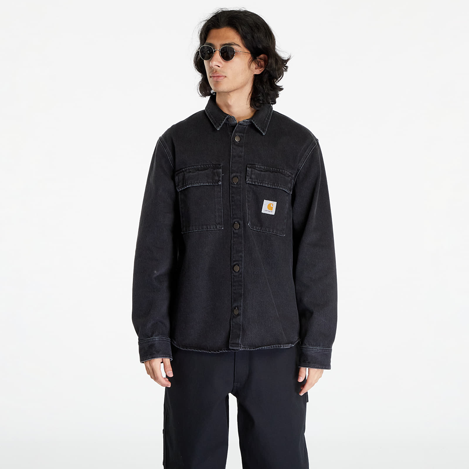 Jacheta Carhartt WIP Manny Shirt Jacket Black Stone Washed