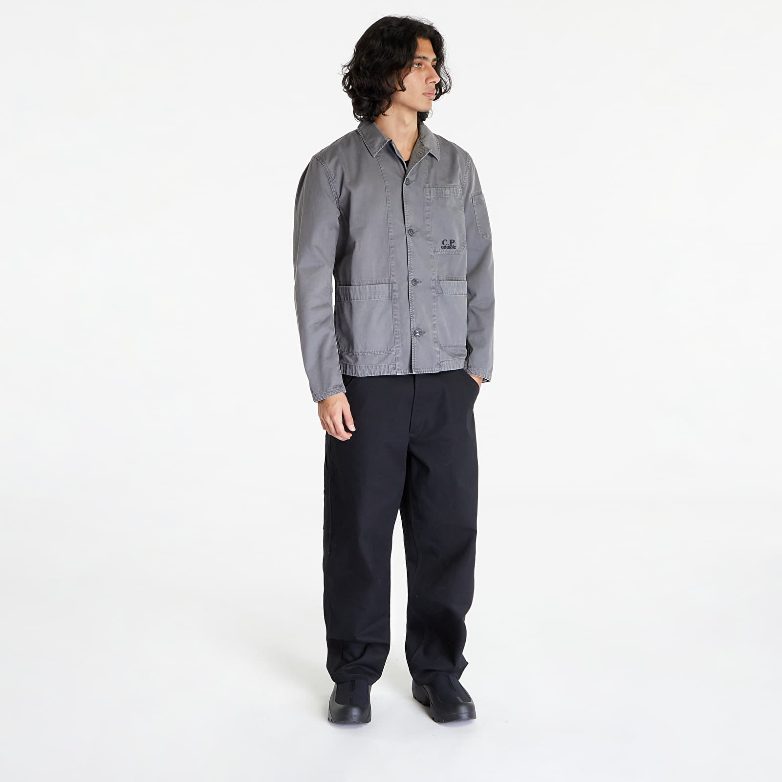 Chemises C.P. Company Military Twill Emerized Workwear Shirt Excalibur Grey